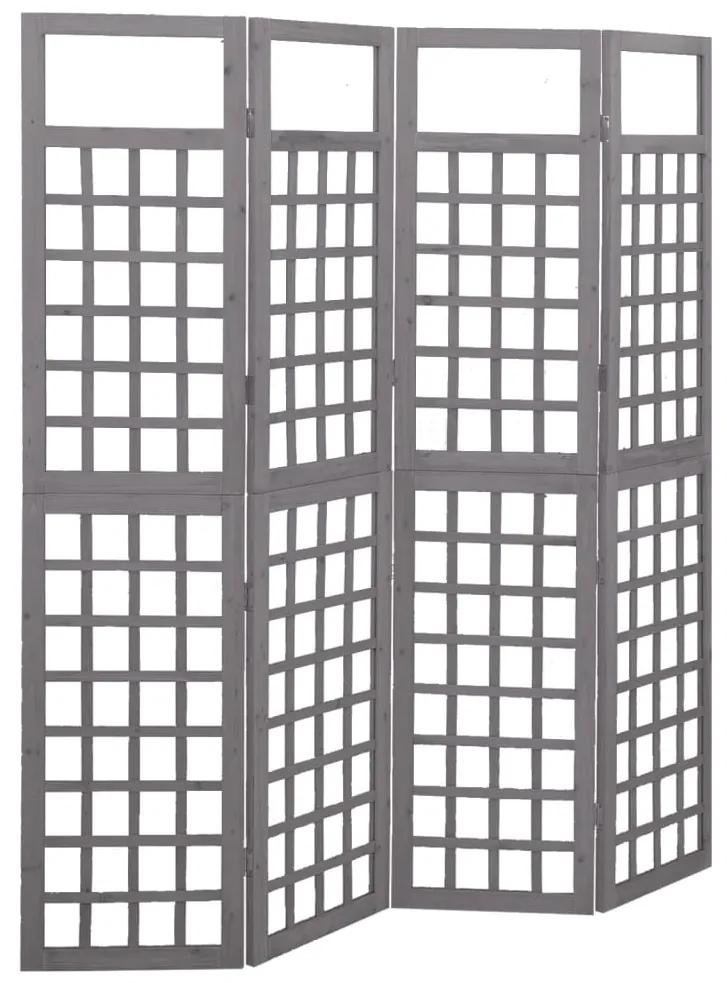Separator camera cu 4 panouri, gri, 161x180 cm nuiele lemn brad Gri, 161 x 180 cm, 1