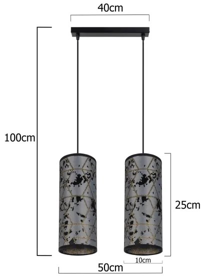 Lustră pe cablu AVALO 2xE27/60W/230V gri/negru