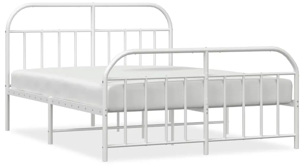 353705 vidaXL Cadru de pat metalic cu tăblie, alb, 160x200 cm