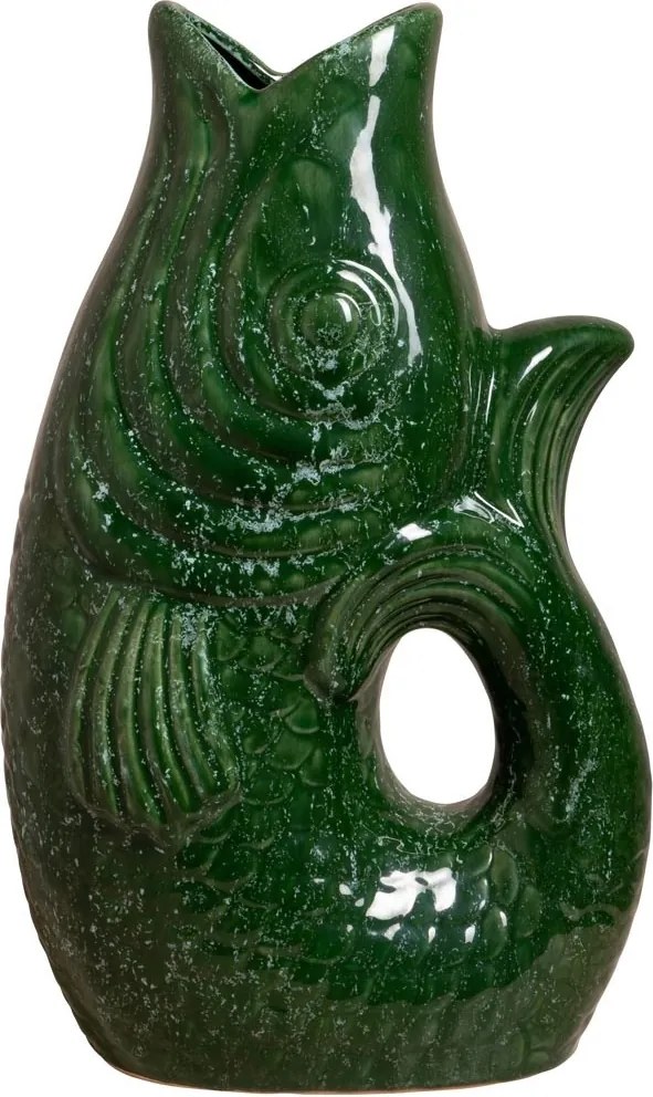 Vas decorativ din ceramică glazurată verde, "Fish"