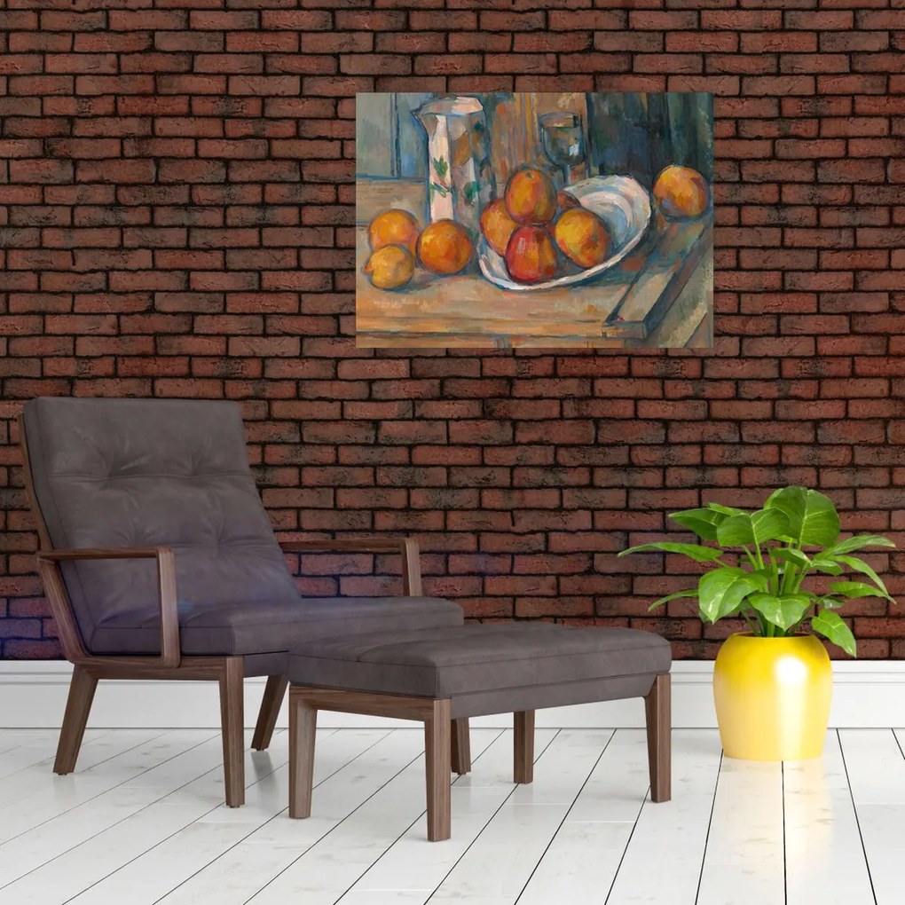 Tablou - Paul Cézanne, Still Life with Milk Jug and Fruit, reproducere (70x50 cm)