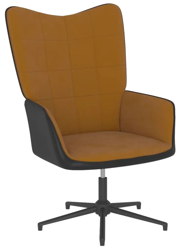 327839 vidaXL Scaun de relaxare, maro, catifea și PVC