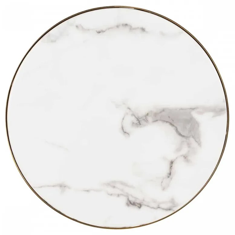 Masuta de cafea rotunda din marmură si otel Odin 55x45x45 cm alb/negru