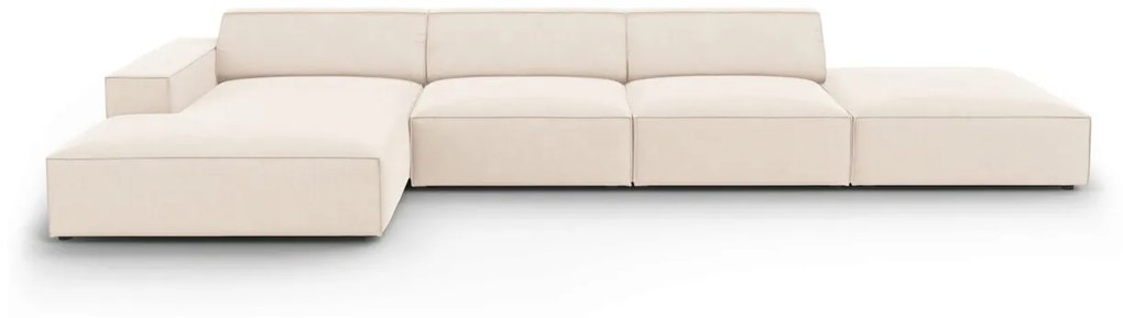 Coltar stanga 5 locuri, Jodie, Micadoni Home, BL, fara cotiera, 341x166x70 cm, catifea, bej deschis