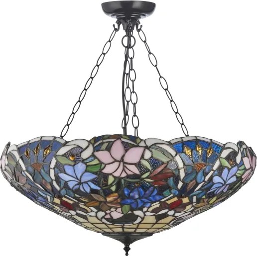 Endon 111887 - Candelabru cu lanț Tiffany SULLIVAN 3xE27/10W/230V Ø 57 cm