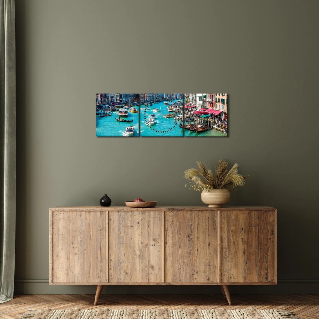 Tablou - Canalul Grande, Veneția, Italia (cu ceas) (90x30 cm)
