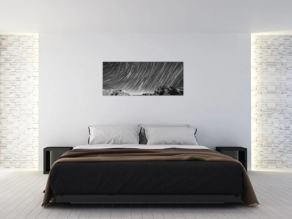 Tablou albnegru cu cerul și stele (120x50 cm)