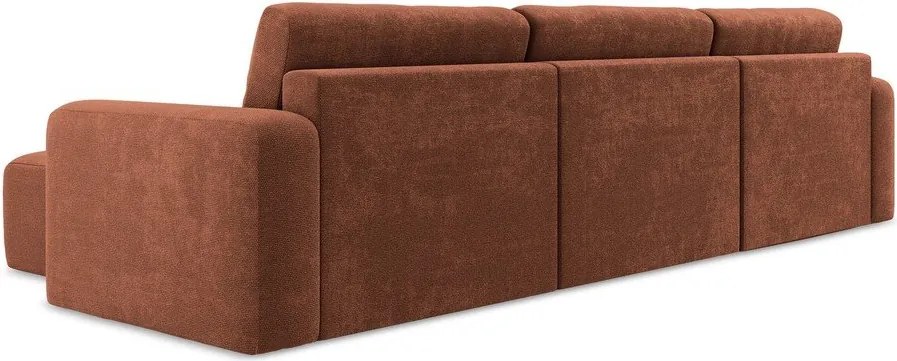 Colțar teracotă extensibil/cu spațiu de depozitare cu tapițerie din chenille (în formă de "U") Kona – Makamii