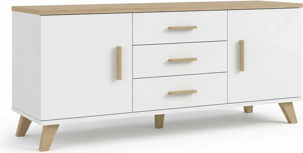 Comoda TV LOTTA, alb/stejar sonoma, PAL, 150x45x69 cm