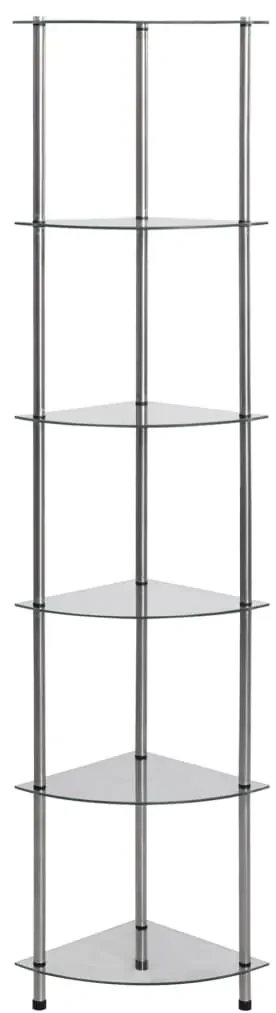 249517 vidaXL Raft cu 6 niveluri transparent, 30x30x160 cm, sticlă securizată