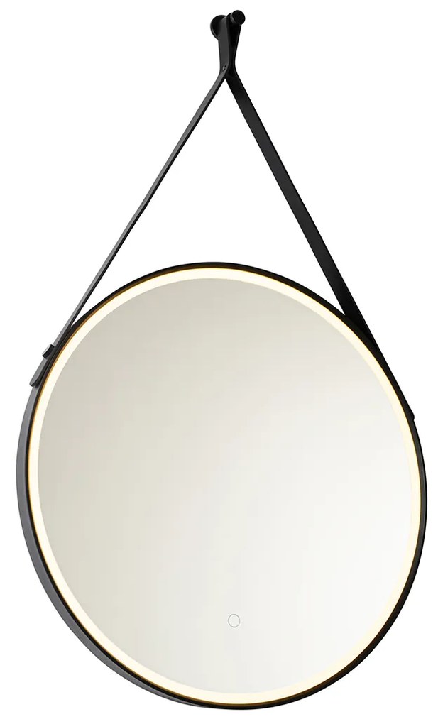 Oglindă de baie modernă neagră cu LED și dimmer tactil - Pien