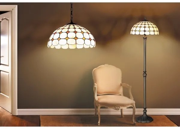 Lustră pe lanț cu abajur din sticlă vitrată Tiffany MARVEL 2xE27/60W/230V Rabalux 8076