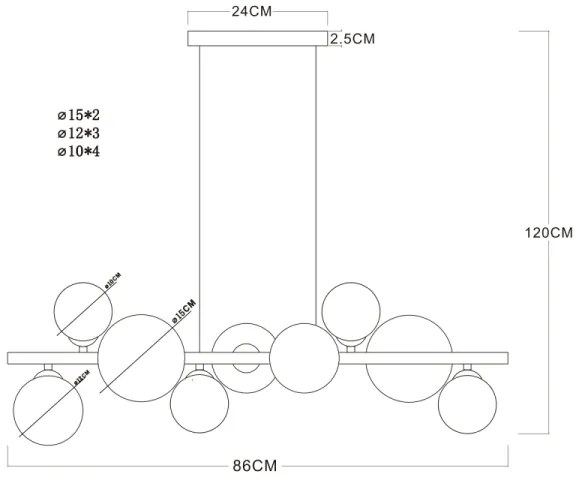 Globo 56133-9H - Lustră LED pe cablu RIHA 9xG9/3W/230V