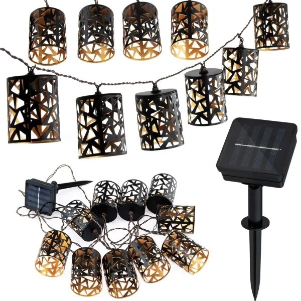 Instalație LED solară 10xE12/3,65m IP44 alb cald