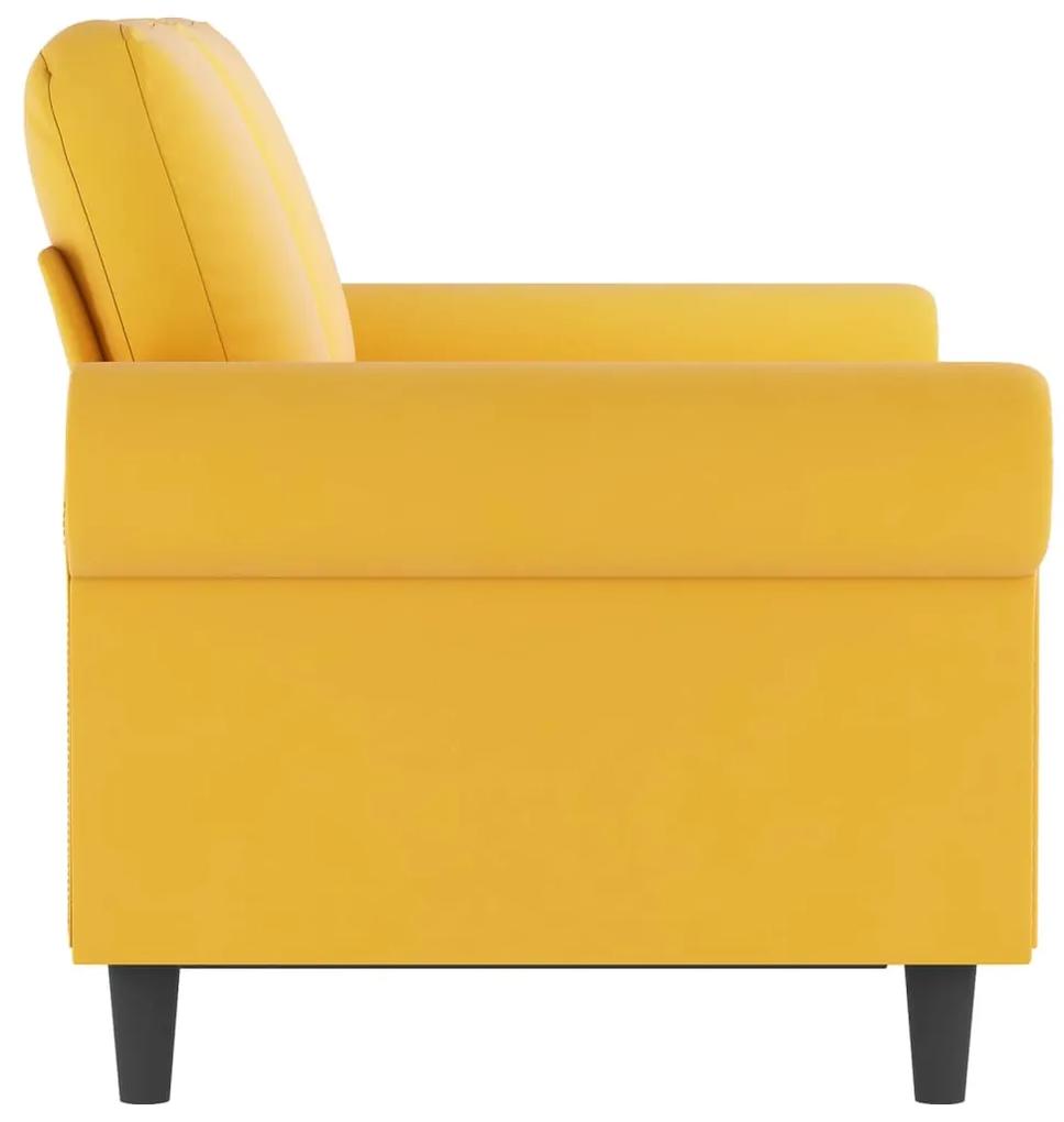 Canapea cu 2 locuri, galben, 120 cm, catifea Galben, 152 x 77 x 80 cm