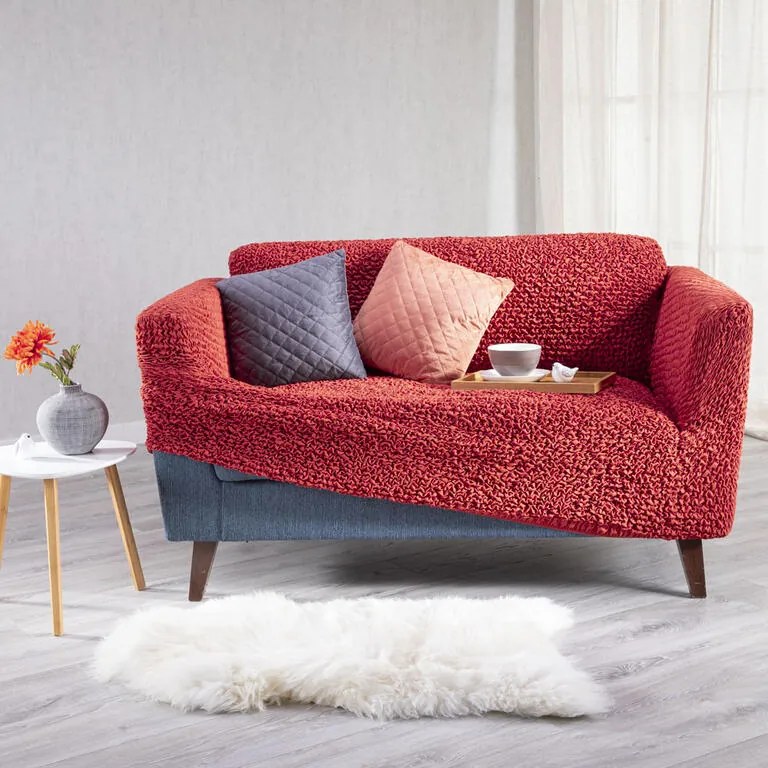 Huse bielastice antibacteriene SANITIZED cărămiziu fotoliu dublu (l. 120 - 160 cm)