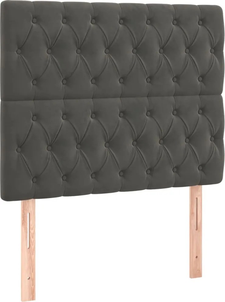 vidaXL Tăblie de pat gri închis 90x7x118/128 cm catifea