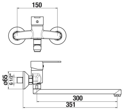 Baterie de lavoar JIKA H3111Z70042401 LYRA 15x35,1 cm crom lucios
