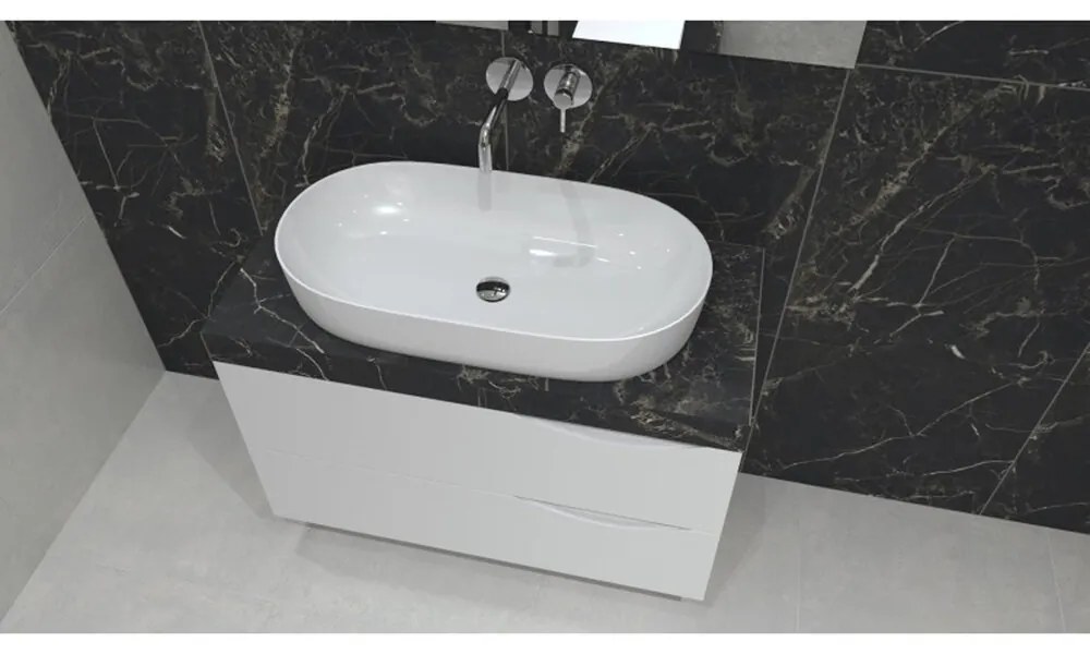 Lavoar pe blat Rune Dagaz oval 81 cm alb lucios