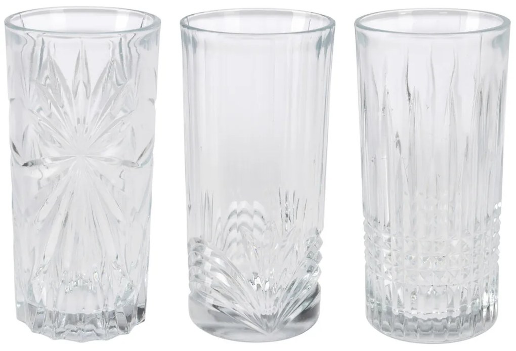 Set 3 pahare cu model, 380 ml