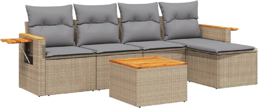 vidaXL Set canapele de grădină cu perne, 6 piese, bej, poliratan