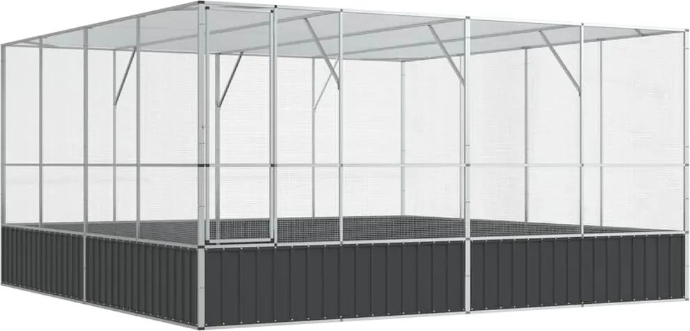 vidaXL Volieră de păsări, 418x414x212 cm, oțel