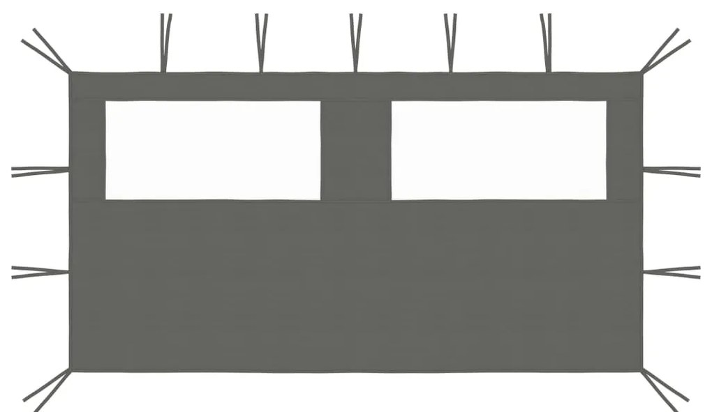 vidaXL Perete lateral foișor cu ferestre, 4x2 m, antracit