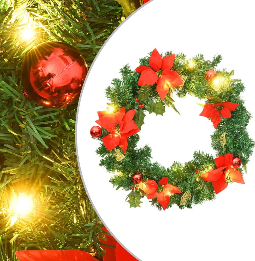 vidaXL Coroniță de Crăciun cu becuri LED, verde, 60 cm, PVC