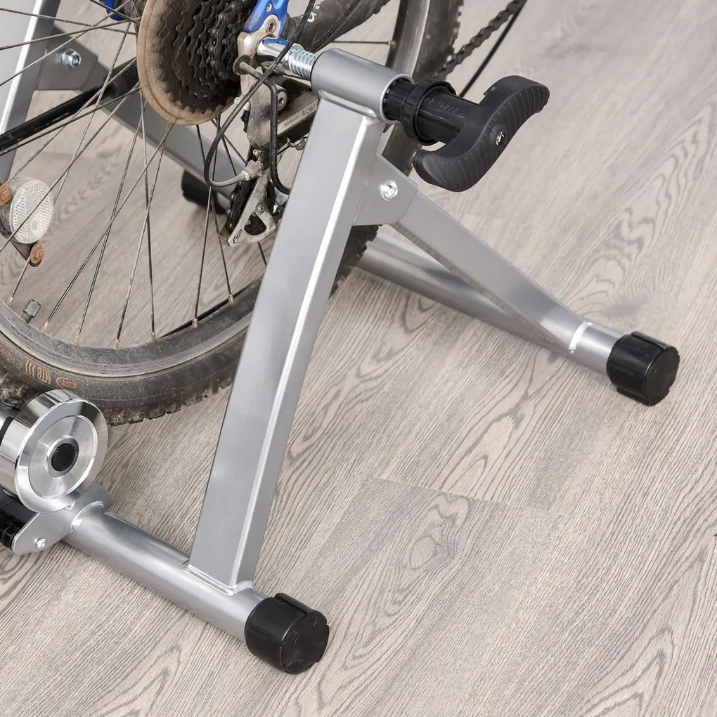 Suport pentru bicicleta cu 5 niveluri de rezistenta reglabile, frana magnetica din tub de otel 54.5x47.2x39.1cm, argintiu HOMCOM | Aosom RO