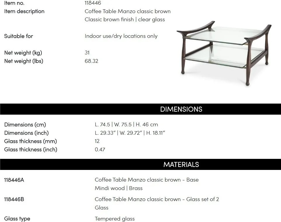 Masuta de cafea design LUX Manzo