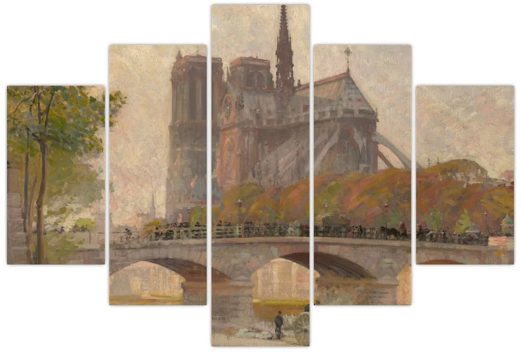 Tablou - Robert William Vonnoh, Notre Dame de Paris, reproducere (150x105 cm)