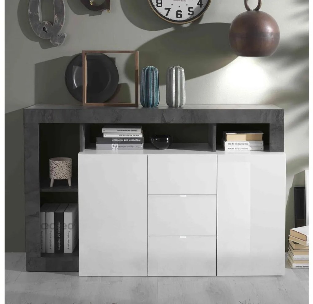 Comodă LENOR alb/antracit