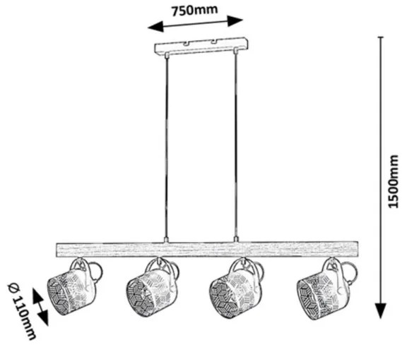 Lustră pe cablu ROTEM 4xE14/40W/230V Rabalux 3300