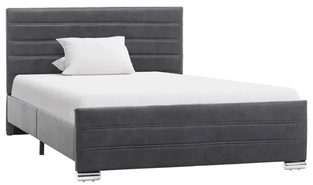 286807 vidaXL Cadru de pat, gri, 120 x 200 cm, piele întoarsă ecologică