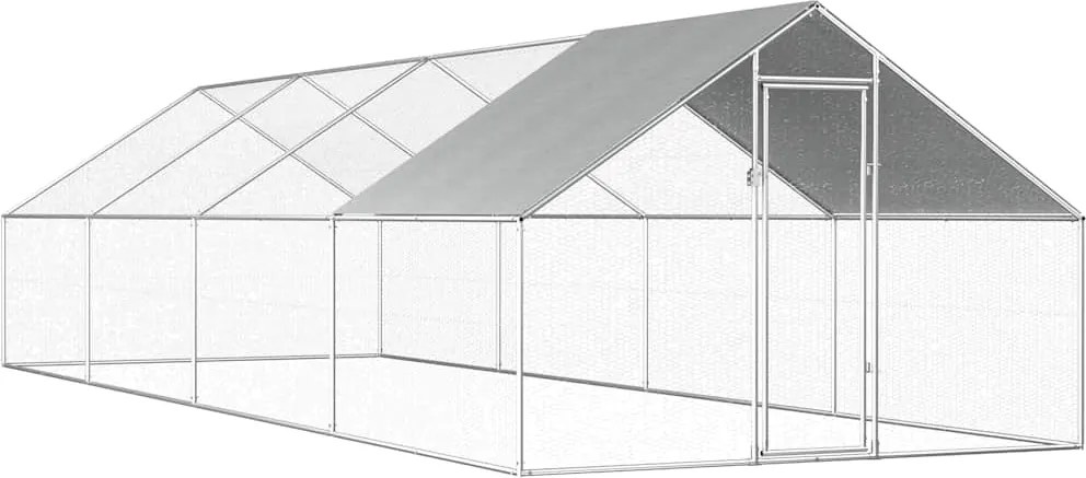 vidaXL Coteț de păsări pentru exterior, 2,75x8x1,92m, oțel galvanizat