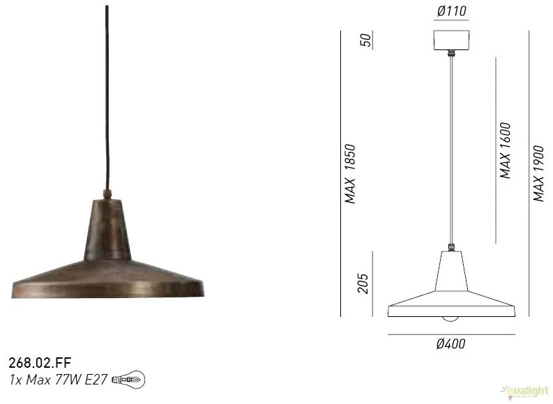 Pendul design minimalist Industrial Style, diam.40cm, Officina 268.02.FF