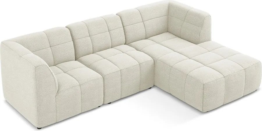 Colțar bej cu tapițerie din țesătură bouclé (cu colț pe partea dreaptă/cu șezlong) Aloha – Makamii