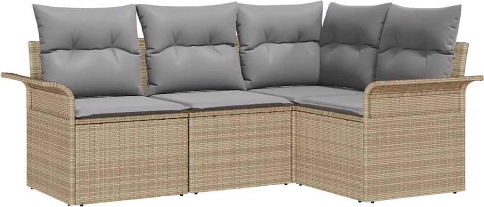 vidaXL Set de canapele pentru grădină 4 pcs Bej poliratan