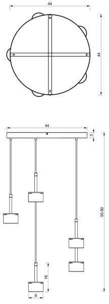 Lustră pe cablu ARENA 5xGX53/11W/230V neagră/aurie