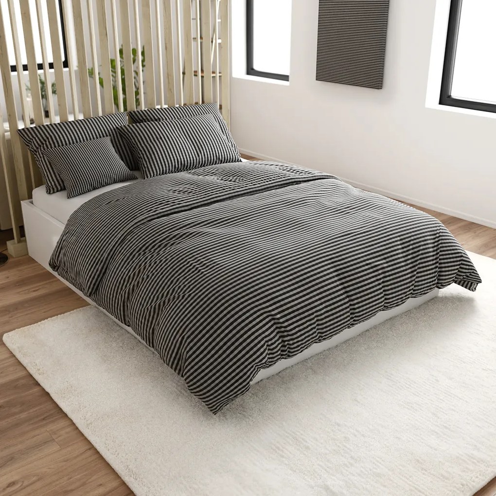 Lenjerie de pat creponata ARLENA neagra Dimensiune lenjerie de pat: 70 x 90 cm | 140 x 200 cm