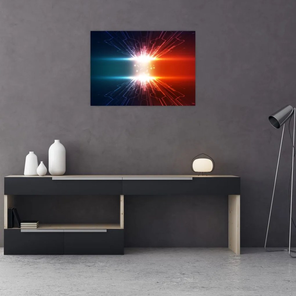 Tablou pe sticlă abstract cu glonț activ (70x50 cm)