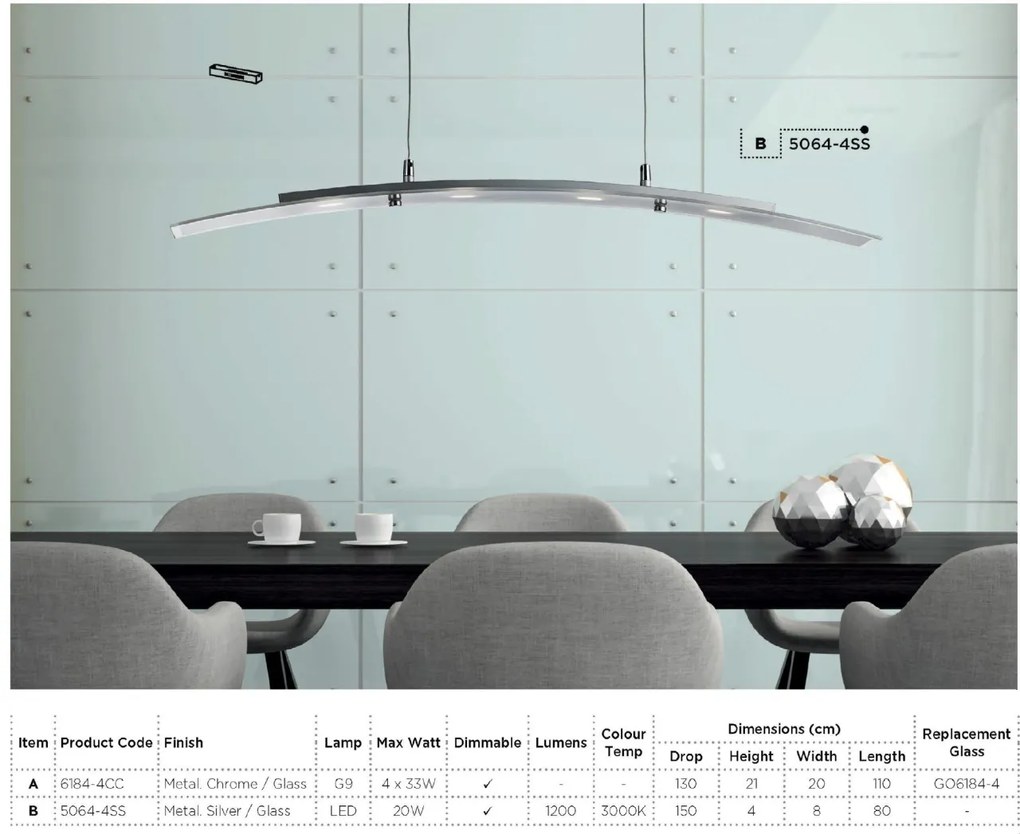 Lustra moderna suspendata Bar Lights 6184-4CC SRT