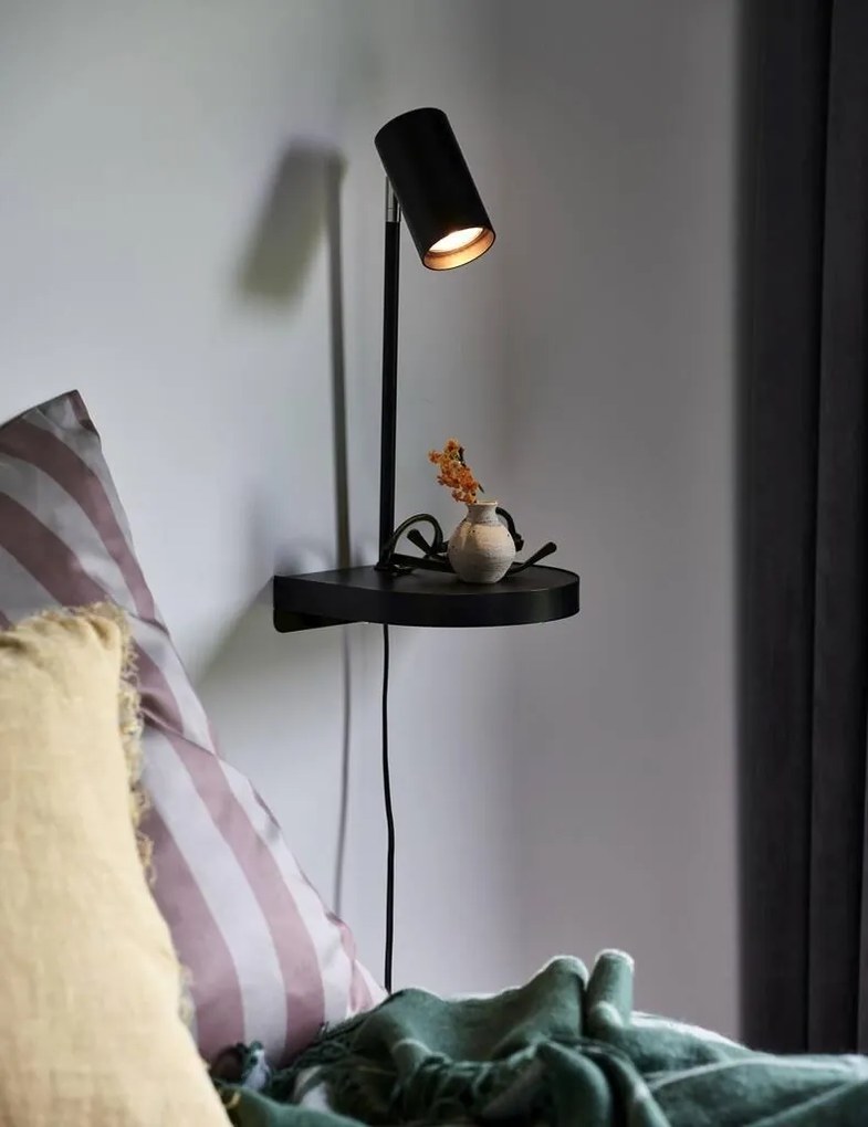 Aplica de perete, directionabila, port usb, design modern CODY negru 2112001003 NL