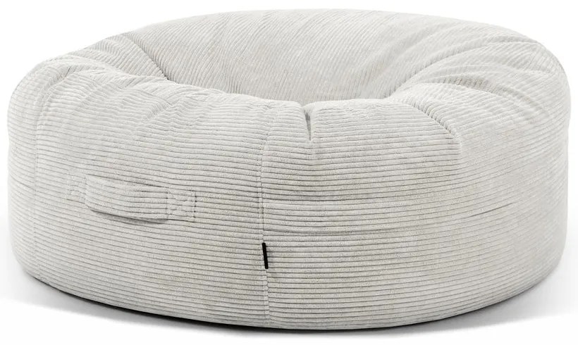 Fotoliu bean bag crem cu tapițerie din catifea reiată Roll 135 – SLOWDOWN