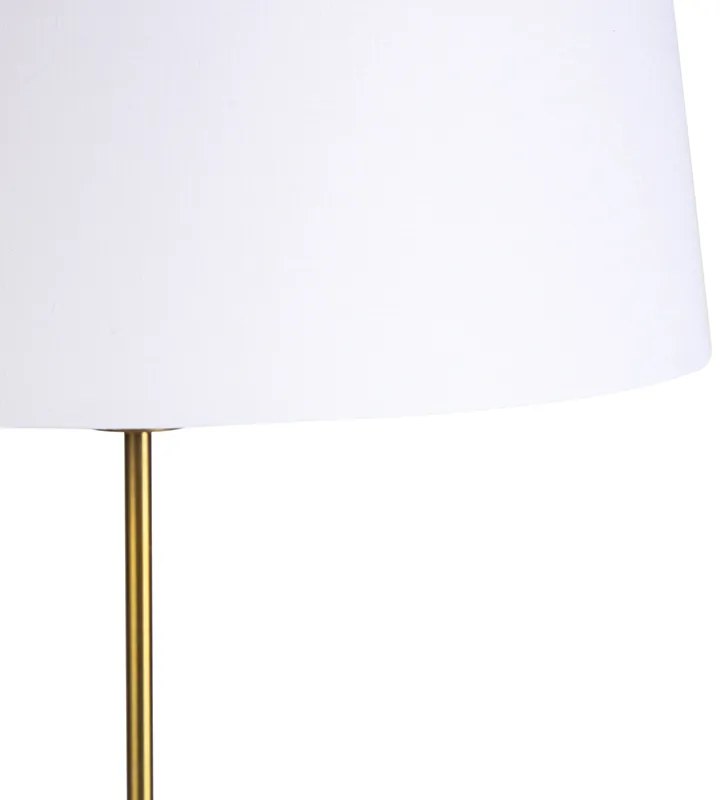 Lampă de podea din bronz cu abajur din in alb 45 cm reglabil - Parte