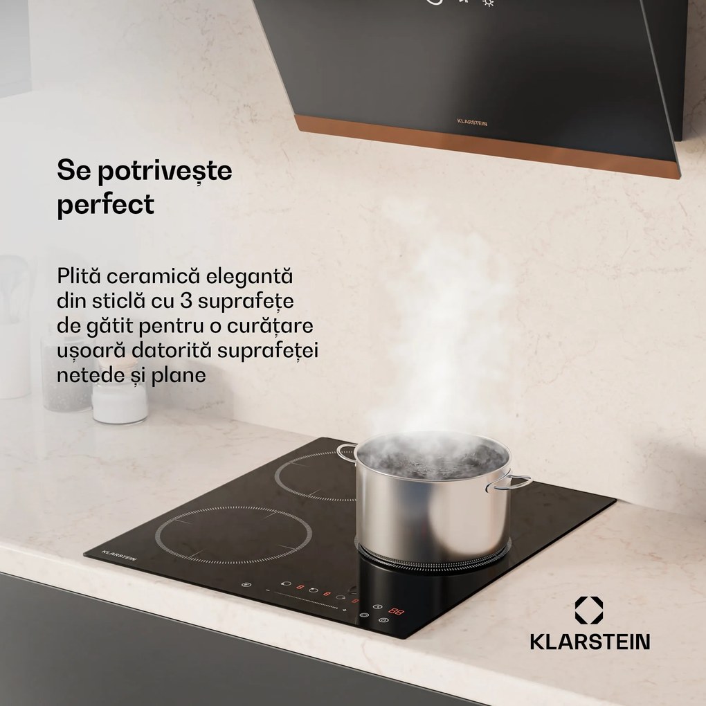 Klarstein Delicatessa Plită cu inducție, 45 cm, 6600 W, 3 plite