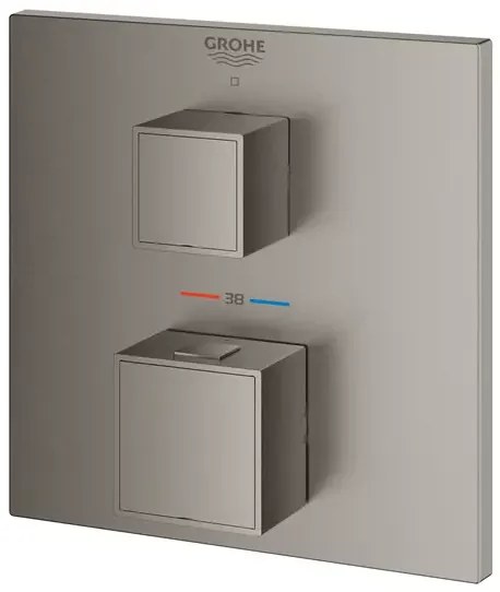 Baterie dus incastrata Grohe Grohtherm Cube termostatata antracit periat Hard Graphite fara corp ingropat