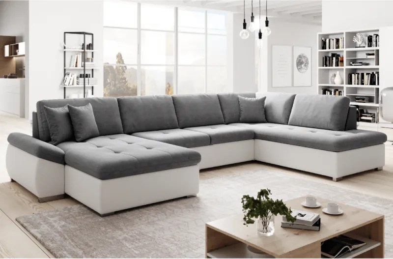 Coltar Living Extensibil MATAR U Alb/Gri Dreapta