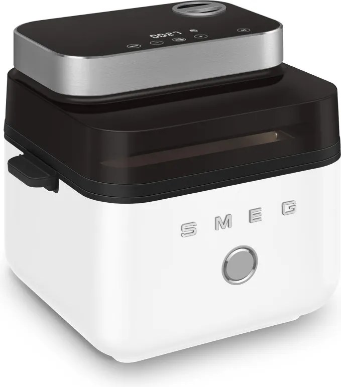 Friteuza cu aer cald Smeg Collezione AFC01WHMAU, 1450 W, 7,3 l, 40-200 °C, 7 programe, Mod dublu, Comandă tactila, Timer, LED, Alb