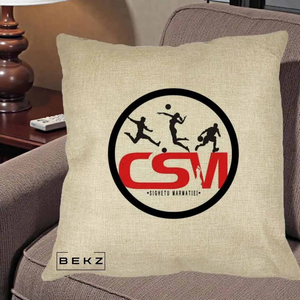 Perna Personalizata CSM Sighetu Marmatiei Sport, 40x40 cm, Crem, Husa Detasabila, Perna Inclusa, BEKZ®